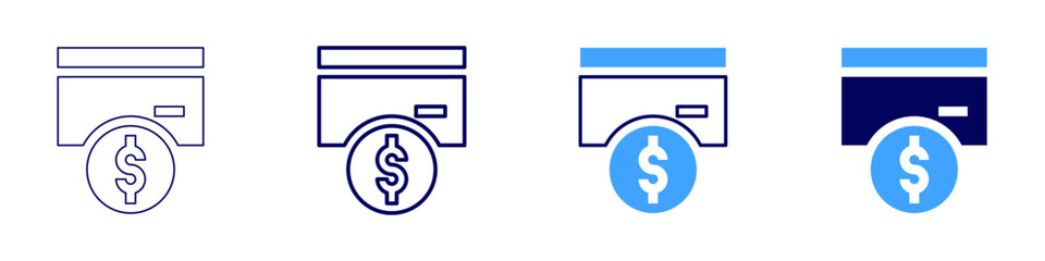 Merchant payment system icon in 4 different styles. Thin Line, Line, Bold Line, Duotone. Duotone style. Editable stroke