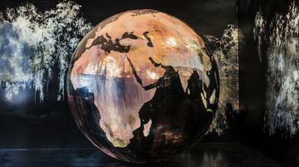 Huge Oil Painting of a Realistic Globe Artwork in an Artistic Space