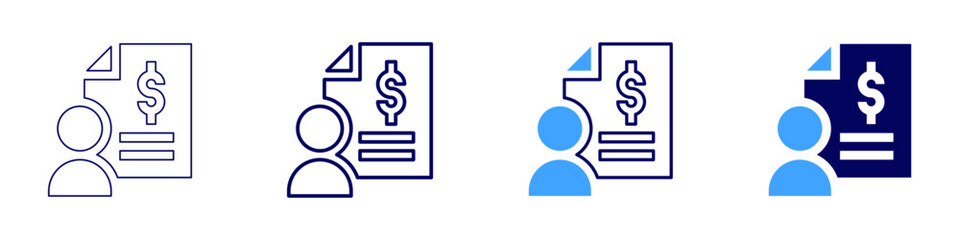Payment charge icon in 4 different styles. Thin Line, Line, Bold Line, Duotone. Duotone style. Editable stroke