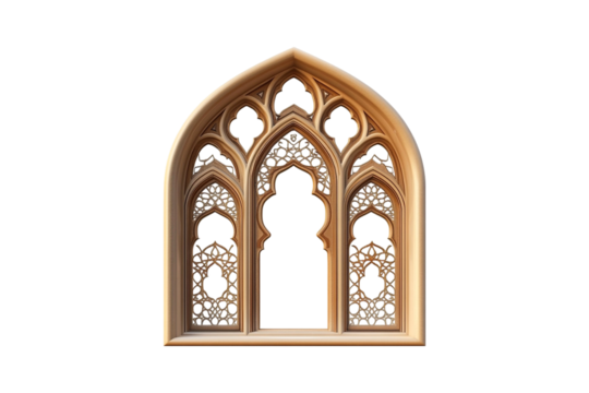 Ornate Wooden Gothic Arch Window Intricate Design Elegant Craftsmanship Beautiful Architecture