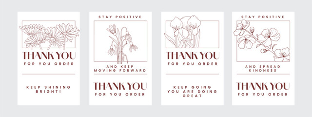 Thank you for your order laber or sticker with aesthetic flowers design