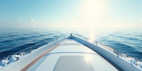 Obraz premium A Serene Voyage on a Luxurious Vessel Across the Calm Ocean Waters Under a Bright Sunny Sky