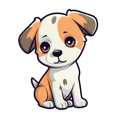 Cute adorable baby dog Sticker vector illustration on white background