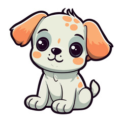 Cute adorable baby dog Sticker vector illustration on white background