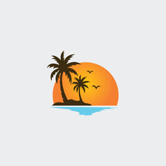 Summer beach logo design vector template