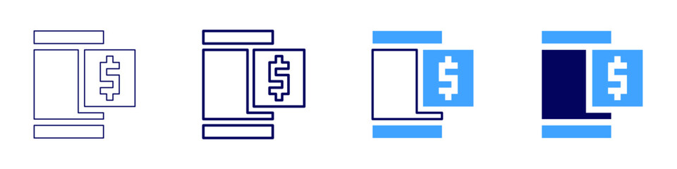 Payment receipt email icon in 4 different styles. Thin Line, Line, Bold Line, Duotone. Duotone style. Editable stroke