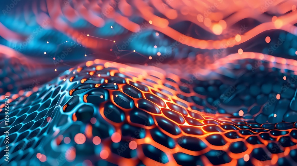 Aufkleber abstract digital landscape with vibrant colors and intricate patterns. futuristic technology and bou