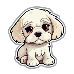 Cute adorable baby dog Sticker vector illustration on white background