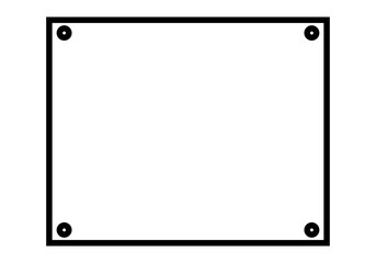 Icono negro de cartel con tornillos en fondo blanco