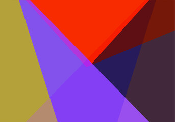 Fondo abstracto de triángulos morado, rojo, amarillo y azul en fondo negro