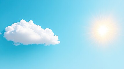 Bright sunny day with a single fluffy cloud in a clear blue sky, ideal for relaxation and outdoor activities