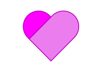 Corazón rosa claro y oscuro en fondo blanco