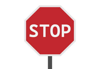 Se&ntilde;al roja de stop en fondo blanco