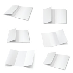 Blank Folded Brochure and Flyer Mockup Set. Vector