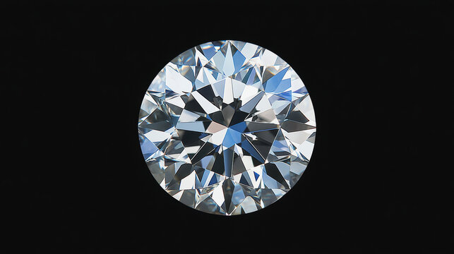 Small Round VVS Diamond From Top View Against Black Background