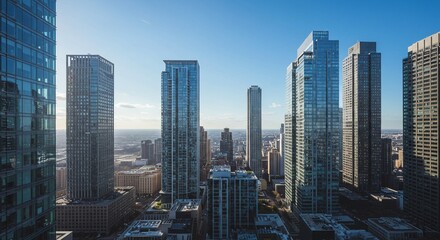 Fototapeta premium テレビ会議 背景用オフィス外観 都市 高層ビル cityscape video conferencing backgroun