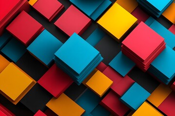 Colorful cubes stacked, abstract background, 3D render, design