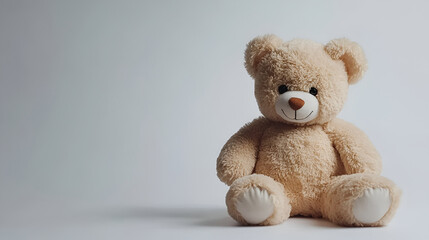 Obraz premium a beautiful teddy bear sitting on a chari on the whit background