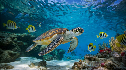Obraz premium sea turtle swimming