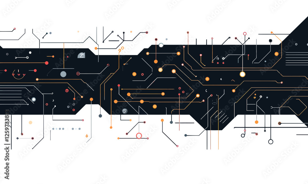 Poster futuristic circuit board texture with abstract communication technology design