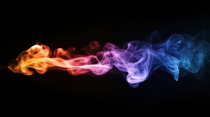 Fototapeta premium Colorful smoke swirls on black background, abstract design (1)
