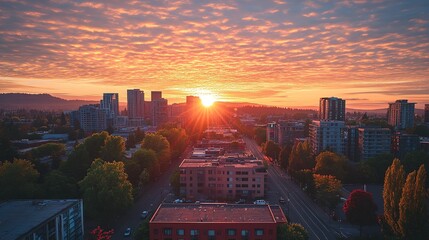 Cityscape Sunrise Golden Hour Urban Skyline