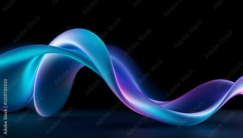 Fototapete abstract torus ring bubble glass background in 3d render design. abstract blue background, twisted g
