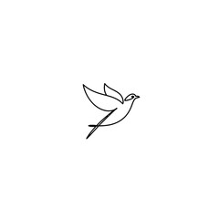 Minimalist Line Art Drawing of a Flying Bird Symbol Illustration