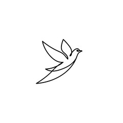 Minimalist Black and White Line Art of a Flying Bird