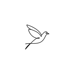Obraz premium Minimalist Line Drawing of a Bird in Flight on White Background