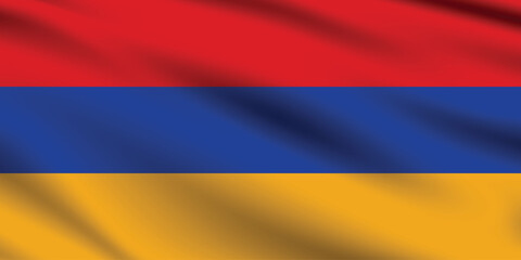 Naklejka premium Flag of Armenia. Armenia flag official size and color standards digital vector illustration. Waving flag icon.