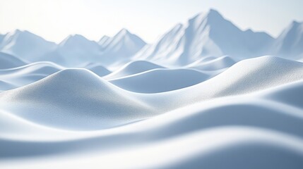 Fototapeta premium Snowy mountain landscape, winter scene, serene background, travel poster