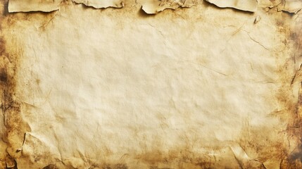 Fototapeta premium Distressed Parchment with Weathered Appearance and Clean Center Space: Ideal for Creative Endeavors with High-Quality Detail and Bird's Eye View
