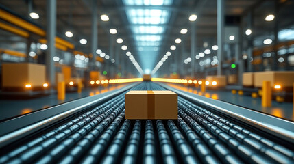 Automation in a logistics hub, with conveyor belts moving packages seamlessly