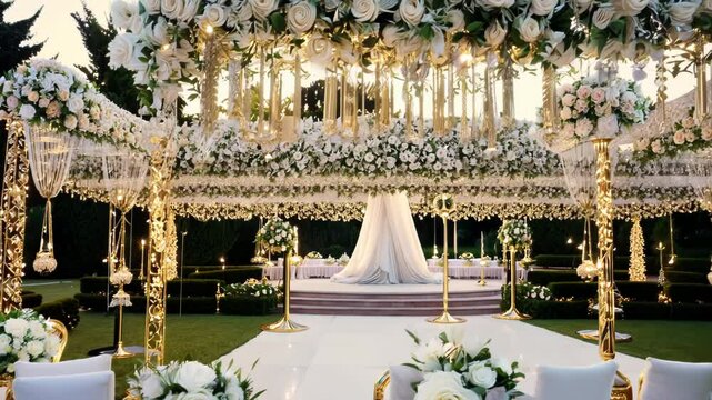 Wedding Ceremony Decor with White Flowers