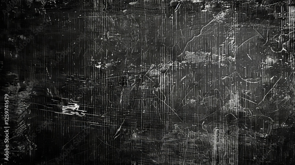 Aufkleber black scratched grunge background with distressed film texture and spacious empty area for text or d