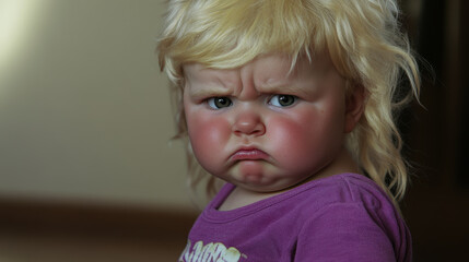 Baby with Distressed Expression in a Foster Home Setting