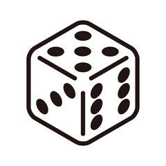 5の目が出たシンプルな白いサイコロのアイソメトリックアイコンのベクターイラスト