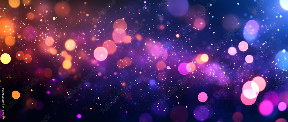 Poster abstract colorful bokeh background with sparkling lights and glowing particles
