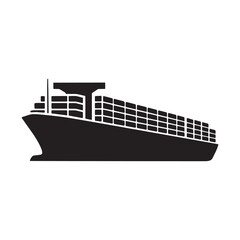 Obraz premium cargo Ship silhouette vector icon, container ship vector logo design, element