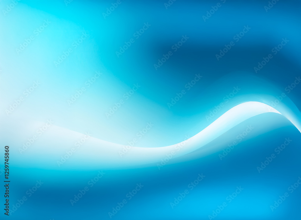 Poster a light blue and white wave flows smoothly across a darker blue gradient background, creating a soft