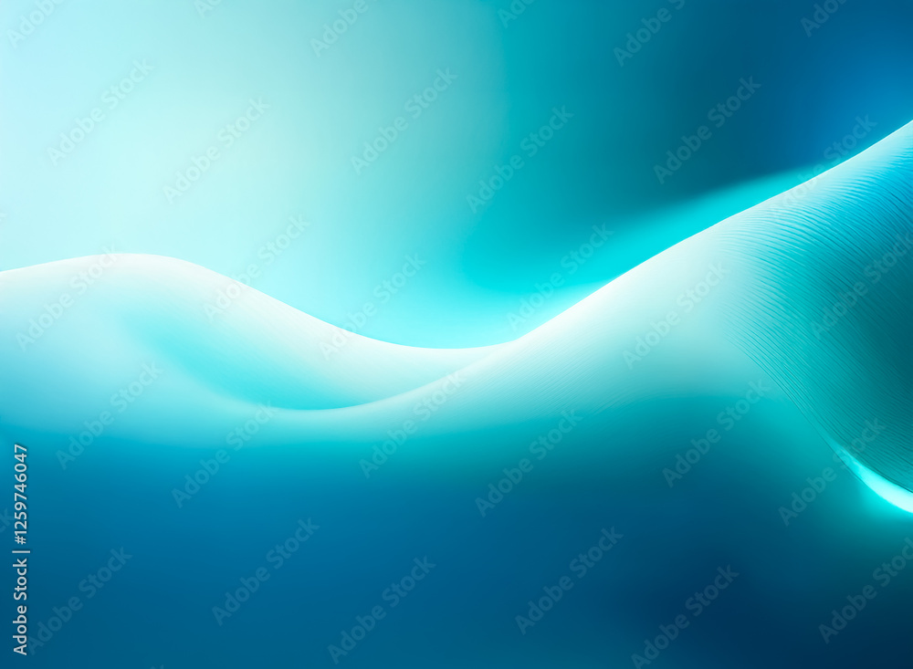 Fototapete soft, flowing blue waves on a light gradient backdrop create a calm and modern abstract design. sere