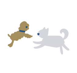 戯れ合う犬のイラスト