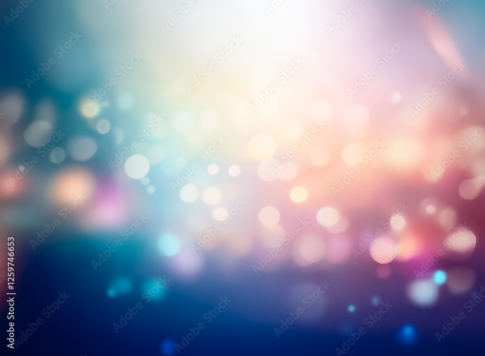 Aufkleber Soft, dreamy abstract background with vibrant bokeh lights. Colorful blurred spots create a magical, ethereal feel in blue, pink, orange, and yellow tones.