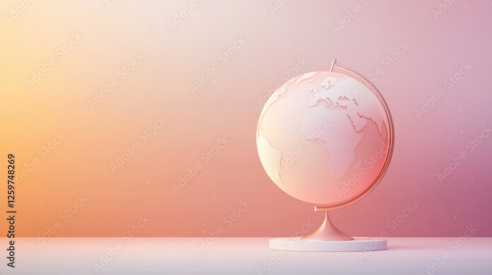 Poster globe minimalist flat a globe rendered in flat minimalist style, featuring subtle color gradients an