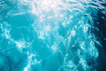 Fototapeta premium There is a pool with a blue water surface and a white frisbee in it