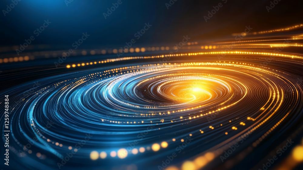 Aufkleber dynamic and colorful abstract design featuring swirling blue and orange light trails, creating sense