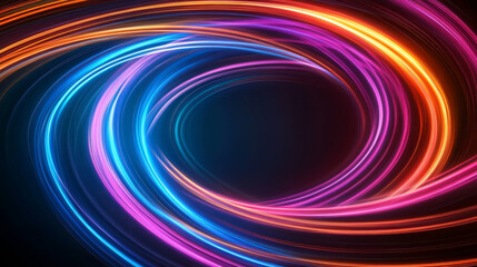 Obraz premium dynamic and colorful abstract design featuring vibrant swirling lines in blue, pink, and orange against dark background, creating sense of movement and energy