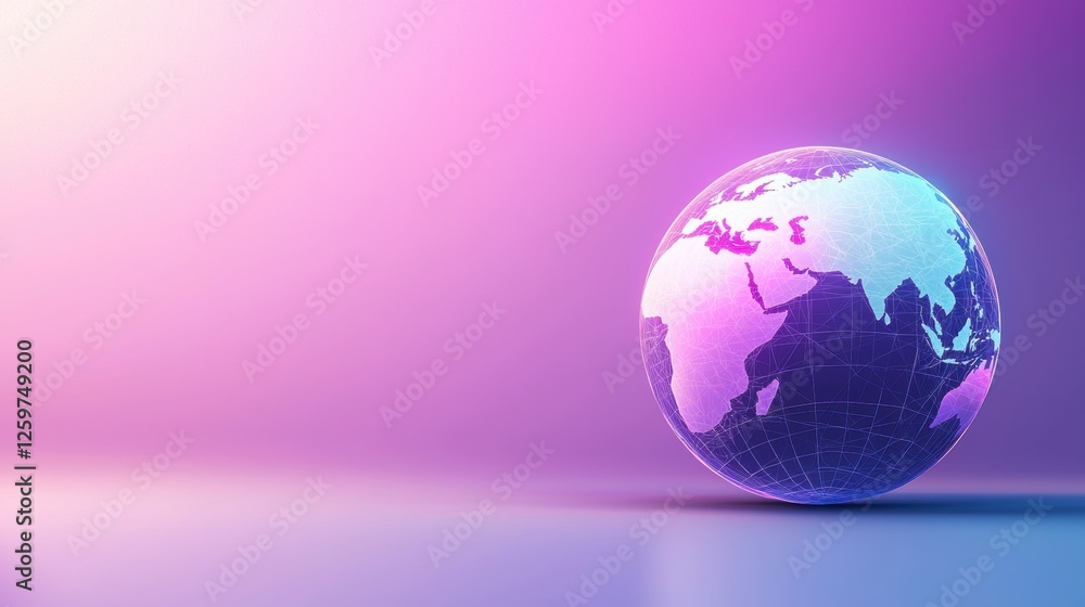 Poster globe minimalist wireframe colourful a colorful wireframe globe design, its clean geometric lines hi
