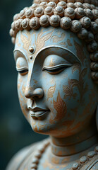 Buddha Head with Colorful Background